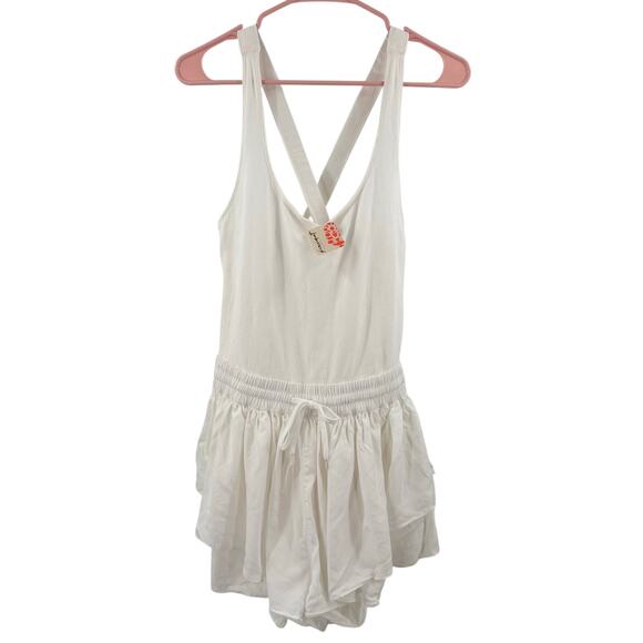 FREE PEOPLE MOVEMENT Prima Shortsie Romper Size Large NWT White Athleisure - Picture 5 of 16